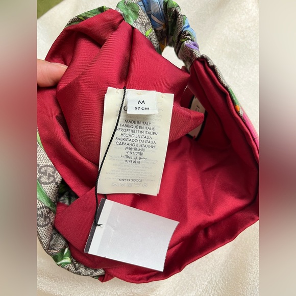 Auth Gucci GG Silk Monogram Flora Print Headband In Red - Picture 13 of 13